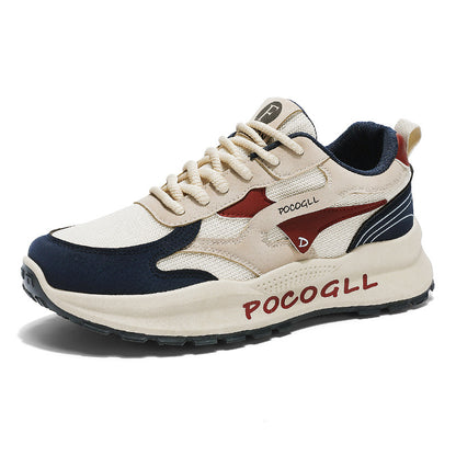 Sapatos de Homem 2025 Verão Novos Respiráveis Versátiles em Malha Desportiva Casuais Casuais de Aumento de Altura Estilo Hong Kong Vintage Forrest Gump Sapatilhas da Moda