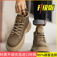 Botas Martin de Homem 2025 Novas Botas de Couro Retro Retro Retro de Outono De Outono Calçado de Trabalho Preto de Cano Alto Sapatos Masculinos