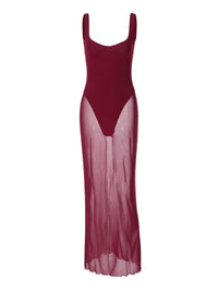 Novo vestido feminino europeu e americano da moda, slim-fit, de retalhos longos, com alças de retalho e retalhos