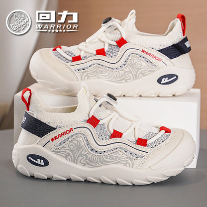 Os novos sapatos enérgicos de rapazes e raparigas com blocos de cores da Warrior, sapatos desportivos versáteis e confortáveis e de alta estética, sapatos simples e respiráveis de malha simples