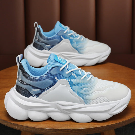 Sapatilhas masculinas de verão, novas sapatilhas de rede de coco respiráveis, sapatilhas desportivas versáteis e de sola grossa na moda, sapatilhas casuais de corrida para homens