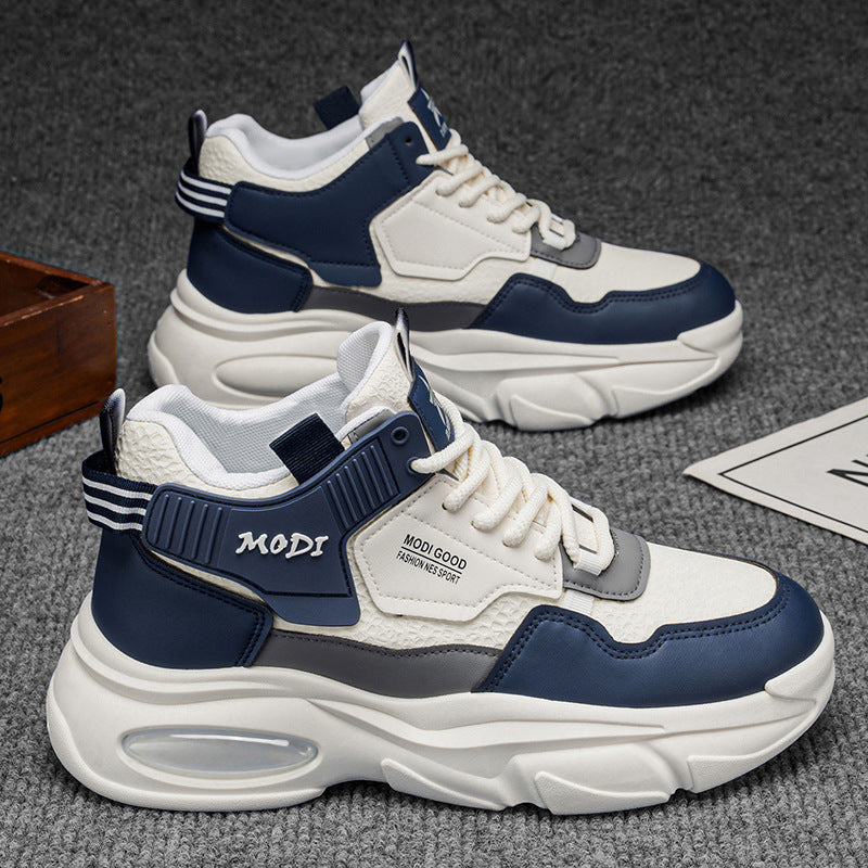 Sapatos Masculinos de Outono 2025: Novos ténis altos para jovens respiráveis, sapatos casuais casuais de sola grossa, modernos e versáteis para homens