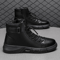 Sapatos masculinos de primavera: novas botas Martin de cano alto, botas casuais de couro para homem, botas britânicas vintage vintage na moda