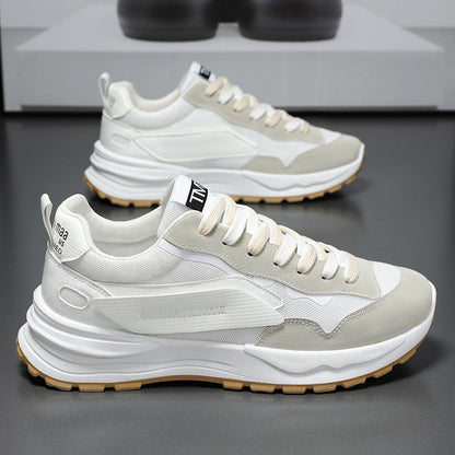Sapatos masculinos de verão 2025 Novos ténis brancos em rede respirável, sapatos desportivos masculinos, sapatos casuais casuais versáteis coreanos