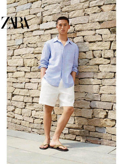 ZARA Coleção Primavera/Verão 2026 - Sapatos Masculinos: Sandálias Rasteiras com Detalhe em Camurça, 2754720 102