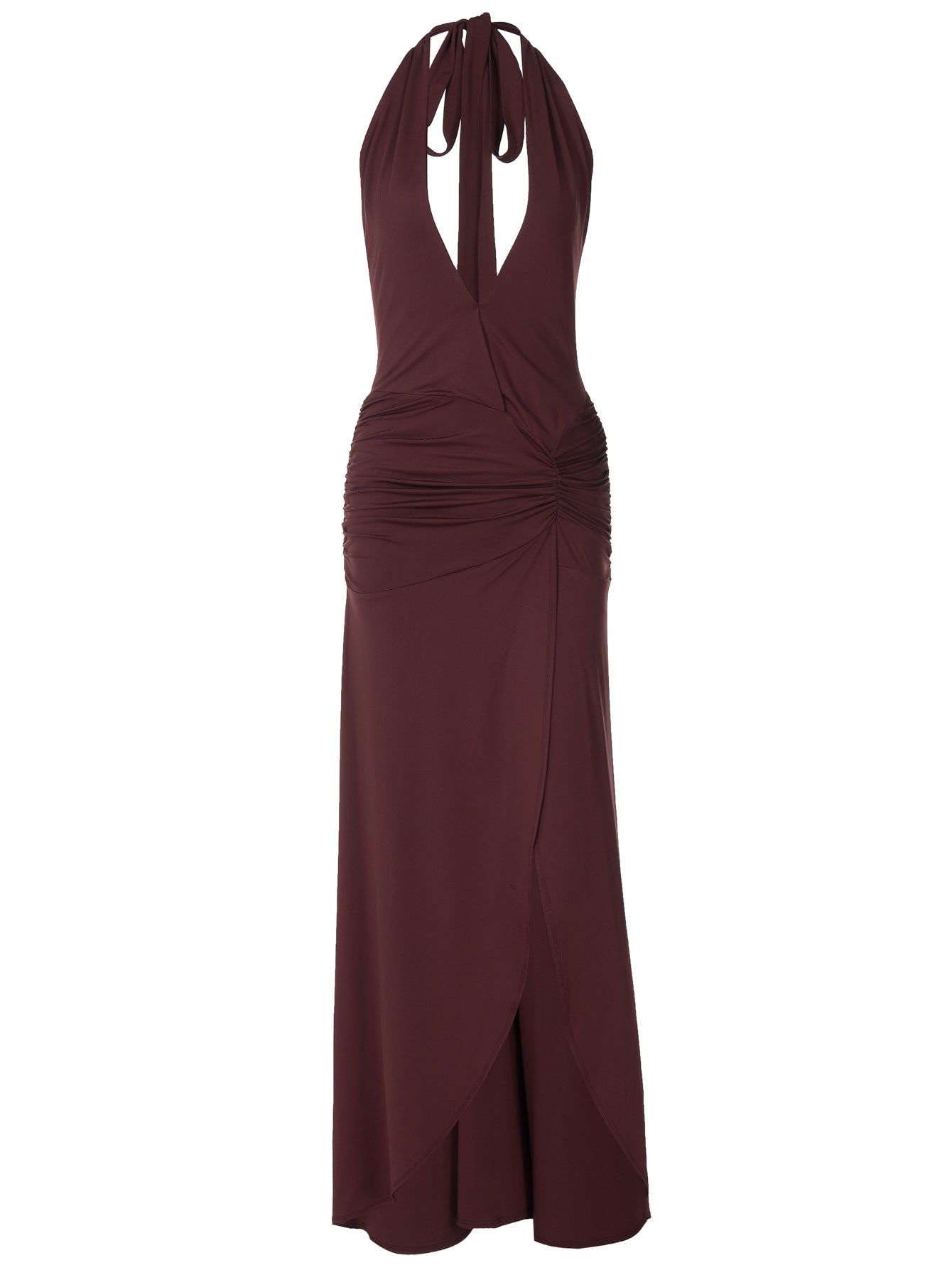 Vestido estreito, fenda longa, com fenda longa, bestseller da Amazon, bestseller transfronteiriço da Amazon, novo vestido sexy em V profundo, sem mangas e oco, de cor sólida