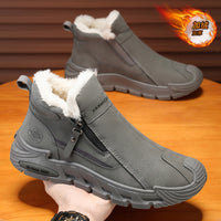 Sapatos masculinos de uma perna só, sapatos quentes de algodão forrados a polar de inverno, calçados de trabalho desportivos casuais de cano alto para homens casuais antiderrapantes e proteção para o trabalho