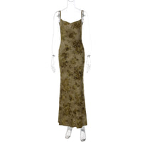 Vestido longo tie-dye sexy, maduro, moda europeia e americana, patchwork sem costas com decoração de correntes de ferro, vestido comprido justo e puro
