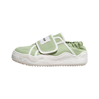 Sapatos de plataforma Warrior 2025 Spring com sola grossa para mulheres, sapatos com velcro para chinelos preguiçosos, sapatos de alto valor estético