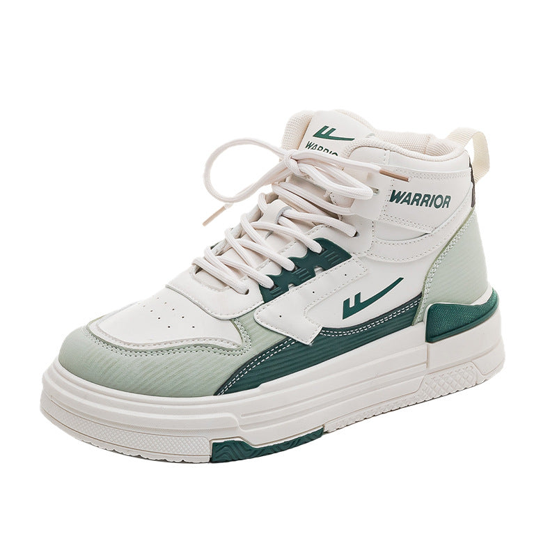 Sapatos plataforma Warrior com blocos de cor, ténis confortáveis, sapatos simples simples de mola alta, sapatos versáteis de estilo universitário para o dia a dia