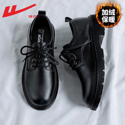 Sapatos de couro guerreiro masculinos, roupa formal de negócios, sola casual macia respirável para todas as estações, estilo britânico, sapatos pretos para noivo que aumentam a altura