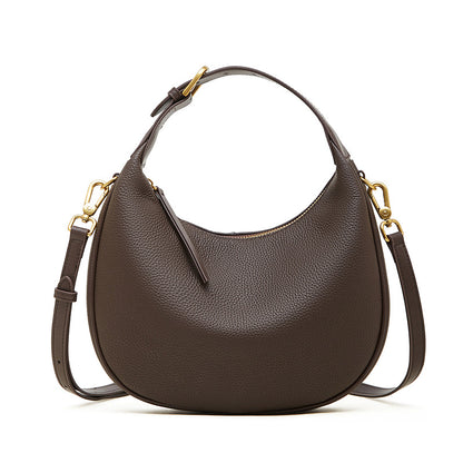 Bolsas de vaca de topo de gama, bandoleiras, malas em forma de crescente, malas de luxo leve e de grande capacidade de alta gama, malas femininas, bolinhos de couro genuíno de camada superior