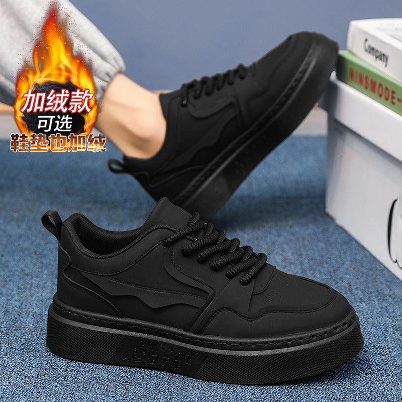 Ténis pretos quentes e forrados a polar de inverno, sapatos desportivos casuais, trabalho de cozinha masculino, sapatos de proteção de trabalho