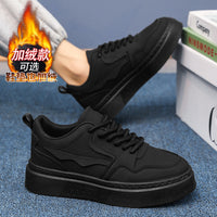 Ténis pretos quentes e forrados a polar de inverno, sapatos desportivos casuais, trabalho de cozinha masculino, sapatos de proteção de trabalho