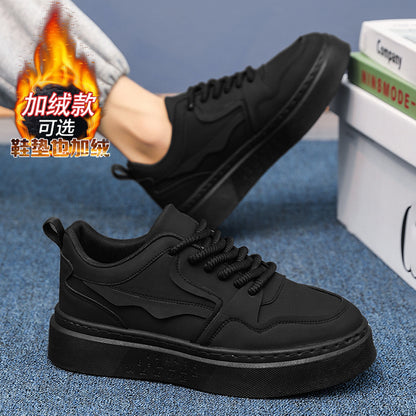 Ténis pretos quentes e forrados a polar de inverno, sapatos desportivos casuais, trabalho de cozinha masculino, sapatos de proteção de trabalho