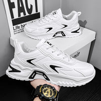 Sapatos masculinos de primavera, novos sapatos brancos versáteis e modernos de 2025, aumento de altura para desportos juvenis casuais, sapatos da moda do pai