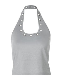 2026 Summer Street Style European & American New Fashion Design de Milho Cor Sólido Hot Girl Style Versátil Camisola de gola haltera