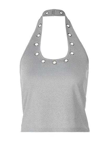 2026 Summer Street Style European & American New Fashion Design de Milho Cor Sólido Hot Girl Style Versátil Camisola de gola haltera