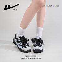 Sapatos pretos Warrior Trendy Cool com Atacadores para Mulher, Ténis de sola fina e respiráveis, ténis de bico arredondado, leves e confortáveis