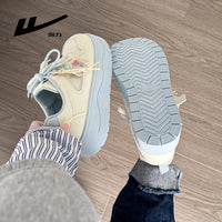 Os novos ténis versáteis confortáveis e com blocos de cor da Warrior, os elegantes singles femininos da moda coreana, sapatos casuais modernos de alto valor estético