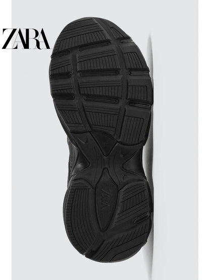 ZARA 2026 Primavera/Verão Novos Sapatos Masculinos: Design de Cadarço Duplo, Tênis de Corrida com Sola Grossa Irregular, 2392720 800