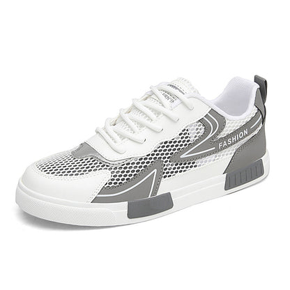 Ténis desportivos finos, respiráveis e ocos de malha para o verão masculino, sapatos casuais casuais versáteis e modernos para estudantes