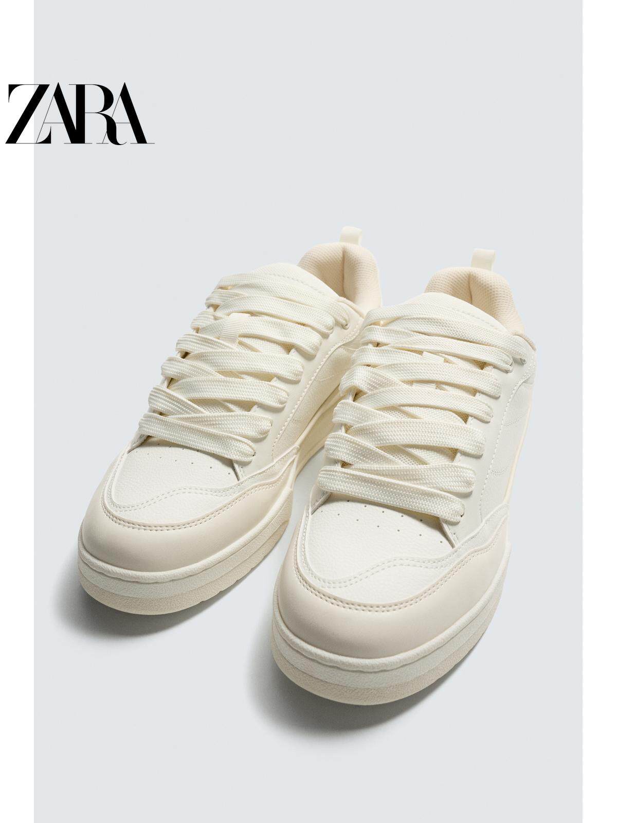 ZARA 2026 Primavera/Verão Novos Sapatos Masculinos Tênis de Cano Alto com Cadarço e Sola Grossa em Dois Tons 2257720 001