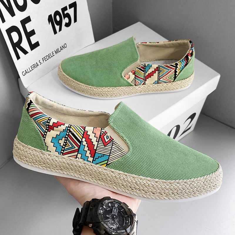 Sapatos de tecido masculinos, novos ténis de verão 2025, respiráveis, casuais casuais com sola em camadas, feitos à mão de Pequim