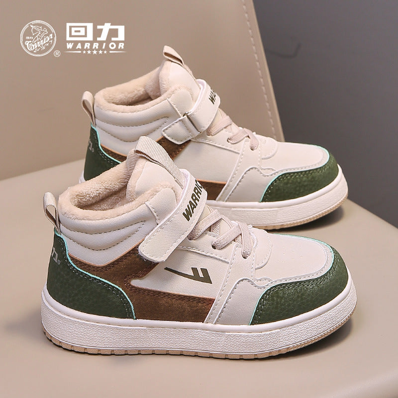 Ténis infantis Warrior com blocos de cor e bloco de cor, ténis desportivos infantis, novos sapatos casuais de moda de inverno para rapazes e raparigas