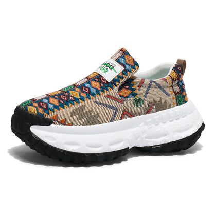 Sapatos masculinos: ténis de corrida de lona grossa com sola de verão, sapatos de pai com sola resistente ao desgaste para adolescentes