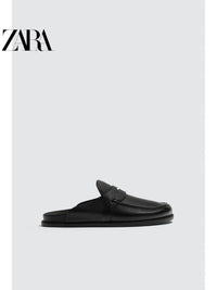 ZARA 2026 Verão Novo Sapato Masculino com Aba e Bolso, Forro de Lã, Sola de Madeira Plana, 2761721 800