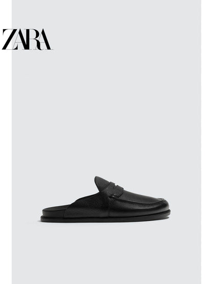 ZARA 2026 Verão Novo Sapato Masculino com Aba e Bolso, Forro de Lã, Sola de Madeira Plana, 2761721 800