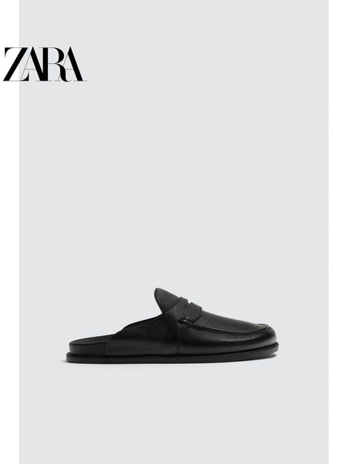 ZARA 2026 Verão Novo Sapato Masculino com Aba e Bolso, Forro de Lã, Sola de Madeira Plana, 2761721 800