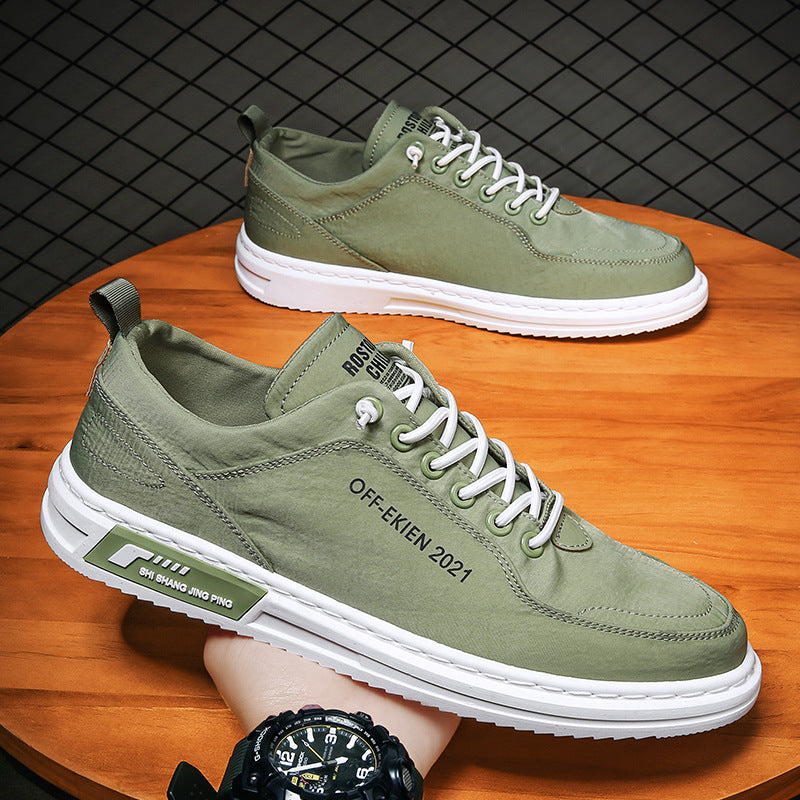 Sapatos masculinos de lona com cano baixo, sapatos casuais versáteis e modernos e respiráveis de primavera, sapatos de tecido de um pé para homem, sapatos de madeira de seda gelada para homem