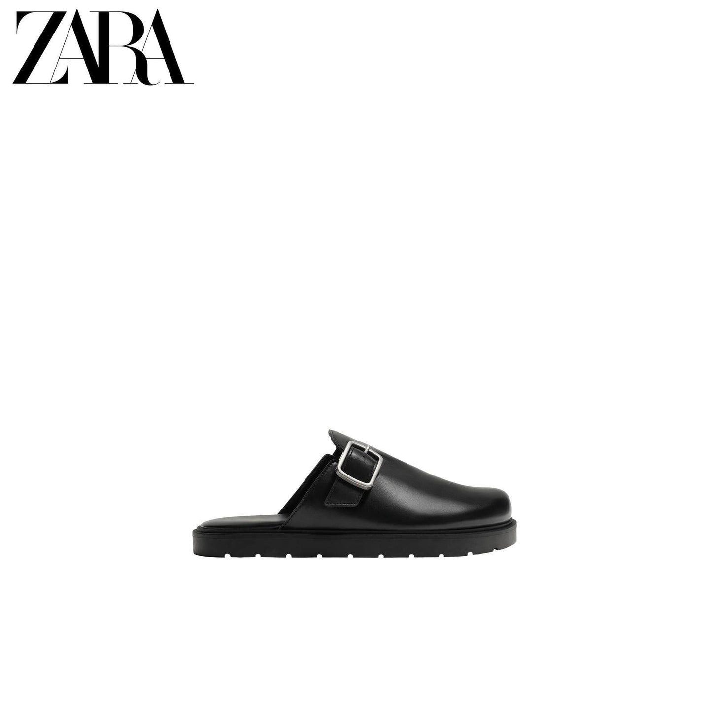 ZARA 2026 Primavera/Verão Sapatos Masculinos com Fivela Metálica, Plataforma e Calcanhar Aberto em Madeira, 2755720 800