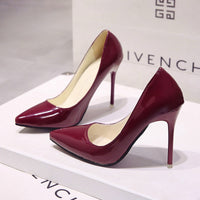 Saltos altos altos European Station Nude Stilet, sapatilhas de trabalho pretas com bico pontiagudo, sapatos plus size azuis em verniz feminino, sapatos vermelhos de casamento