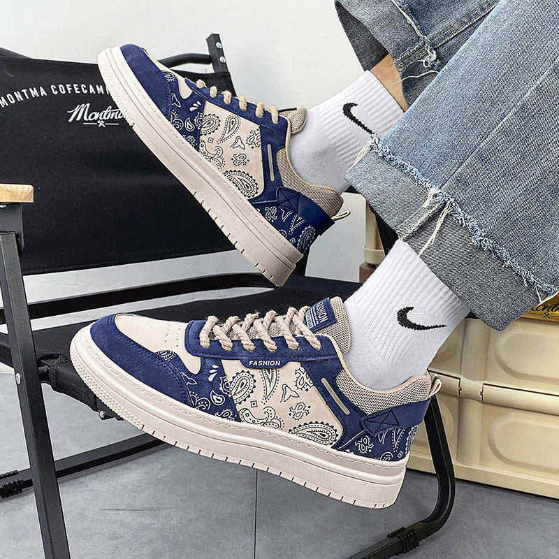 Transmissão em direto Sapatos de Homem 2024 Novos Sapatos de Flor de Caju, Sapatos Modernos de Masculino, Ténis Desportivos de Tela de Primavera De Topo Baixo e Versáteis da Moda