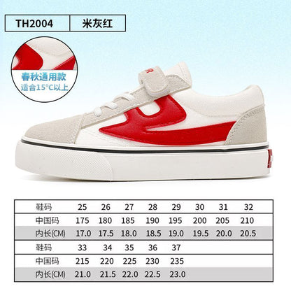 Os novos sapatos infantis confortáveis com blocos de cor baixos da Warrior, sapatos simples de lona universitária, sapatos casuais de moda versáteis de alto valor