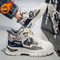 Botas Martin de cano alto para sapatos quentes de algodão forrados a polar de inverno, sapatos de trabalho casuais com sola grossa que aumentam a altura, botas de equitação impermeáveis em pele