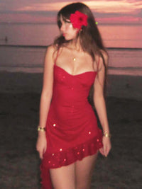 Vestido slip de lantejoulas com folhos, um bestseller ultrafronteiriço da Amazon, novo e justo ao corpo, sexy com folhos e lantejoulas para mulheres