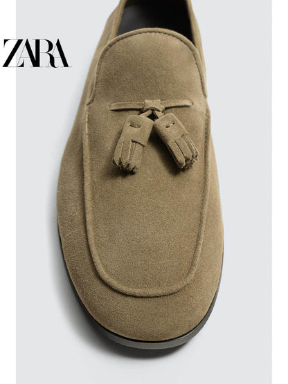 ZARA 2026 Primavera/Verão Sapatos Masculinos Novos com Camurça e Detalhes em Couro Sapato Náutico Social 2632720 131