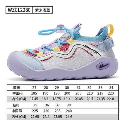 Os novos sapatos enérgicos de rapazes e raparigas com blocos de cores da Warrior, sapatos desportivos versáteis e confortáveis e de alta estética, sapatos simples e respiráveis de malha simples