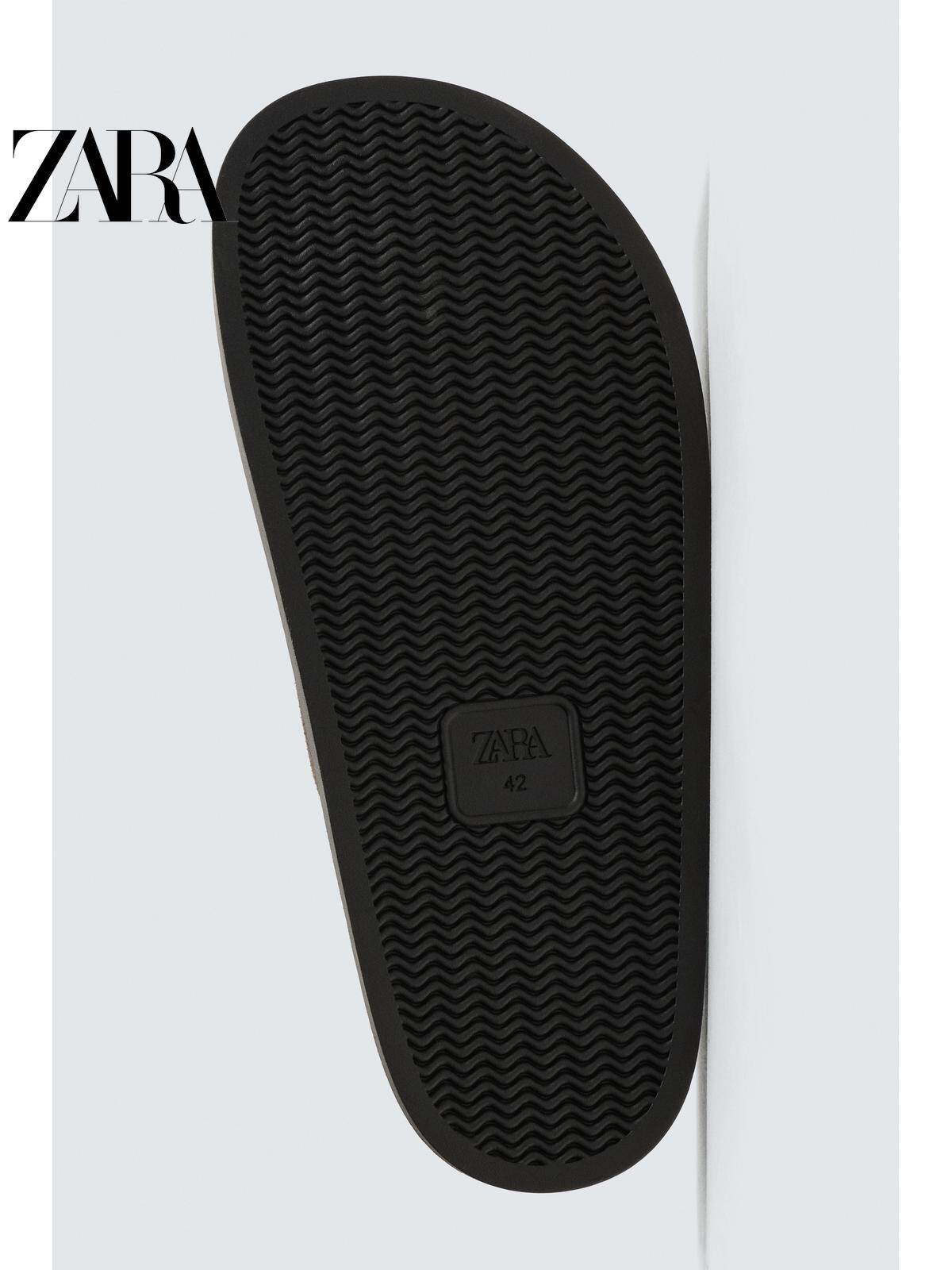 ZARA 2026 Primavera/Verão Sapatos Masculinos, Acabamento em Camurça, Bico Redondo, Sola Grossa, Tamancos de Couro, 2770620 512