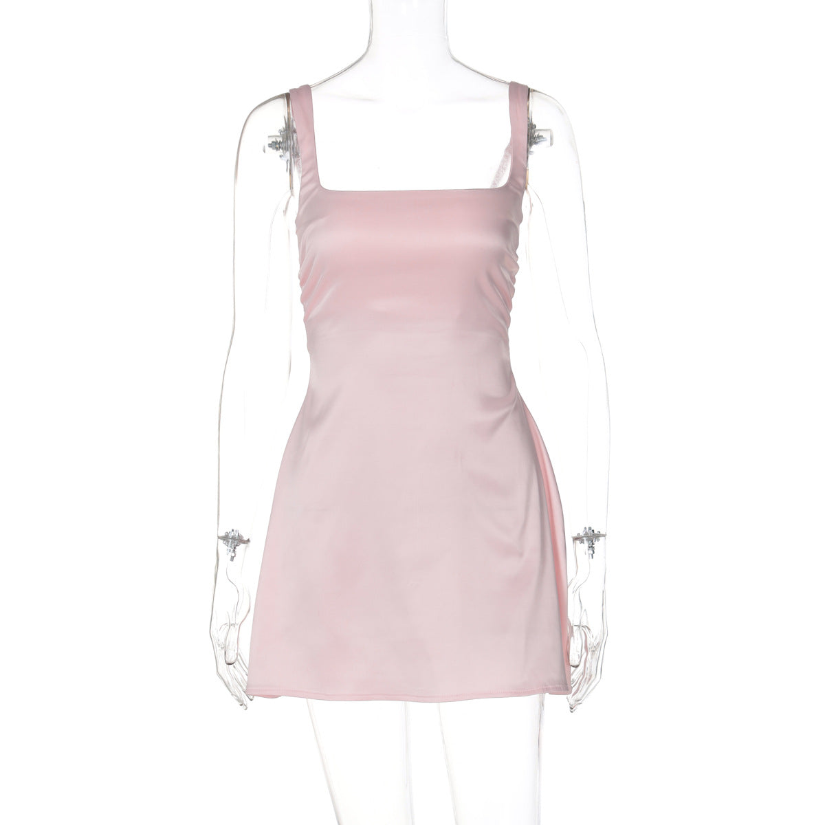 Vestido de princesa ultra-curto ultra-curto de cor sólida para mulheres ao estilo europeu e americano para mulheres, nova camisola de cetim e estilo americano