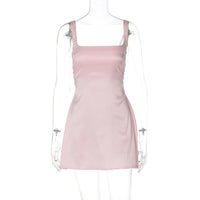 Vestido de princesa ultra-curto ultra-curto de cor sólida para mulheres ao estilo europeu e americano para mulheres, nova camisola de cetim e estilo americano
