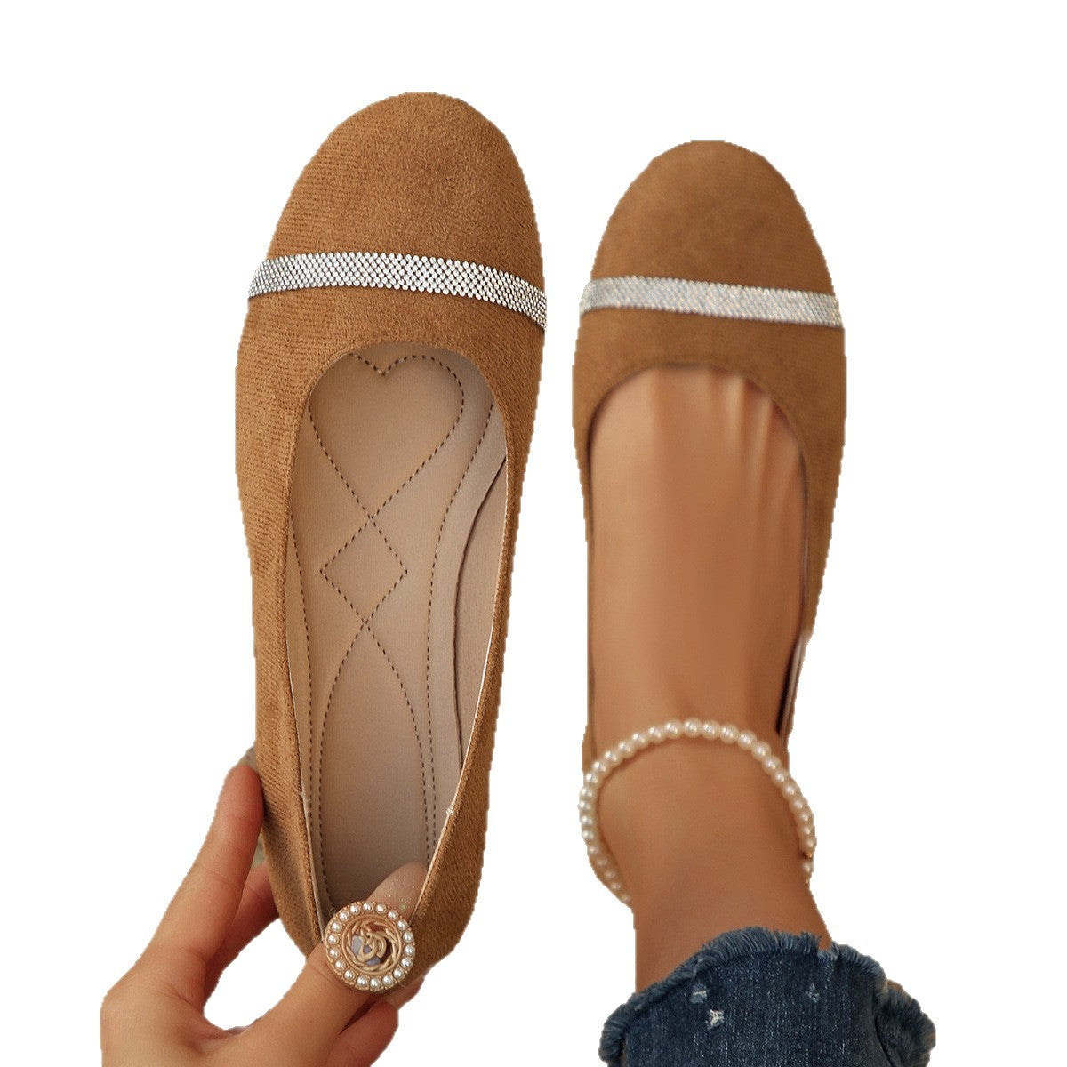 Moda transfronteiriça europeia e americana, sapatos versáteis de salto baixo, salto baixo, bico redondo, de cor sólida, sapatos femininos para sapatos de uma perna só