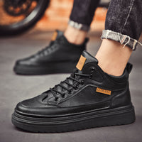 Botas Martin para a primavera masculina, novos sapatos de trabalho de cano alto, sapatos casuais casuais de sola grossa e modernos para homens, botas até ao tornozelo