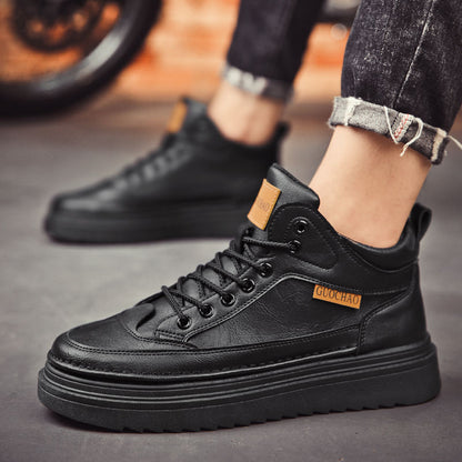 Botas Martin para a primavera masculina, novos sapatos de trabalho de cano alto, sapatos casuais casuais de sola grossa e modernos para homens, botas até ao tornozelo
