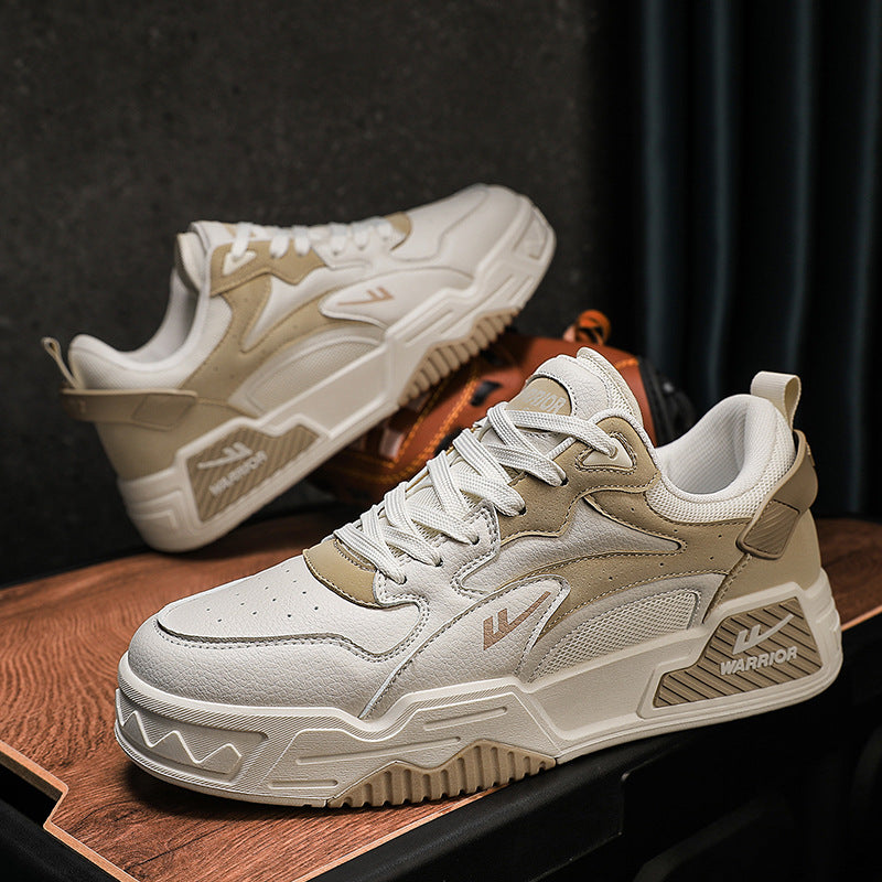 Sapatos americanos populares de estudante estilo Warrior Collegiate, sapatos de sola grossa e respiráveis e confortáveis, sapatos de negócios masculinos de deslocamento com blocos de cor