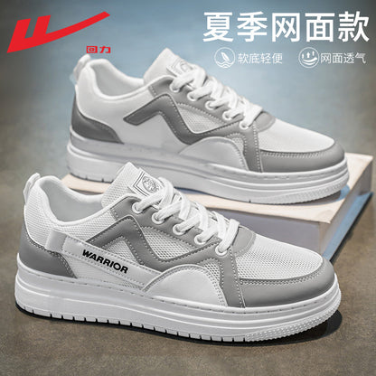 Warrior casual e versáteis sapatilhas de sola grossa com sentido de design, sapatos baixos e de alto valor, sapatos desportivos masculinos de moda outdoor